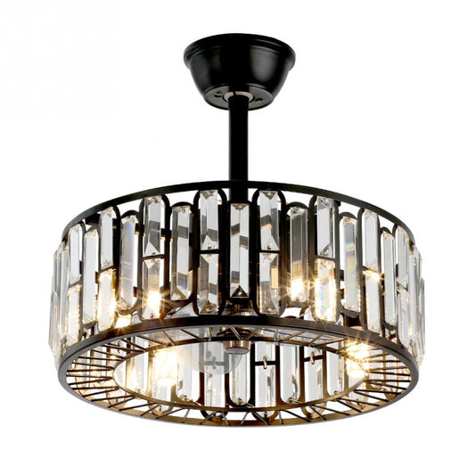 Round Black Dining Room Ceiling Fan with Light DS-FR42