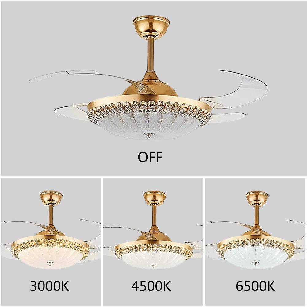 42" Gold Crystal Invisible Fan with Light
