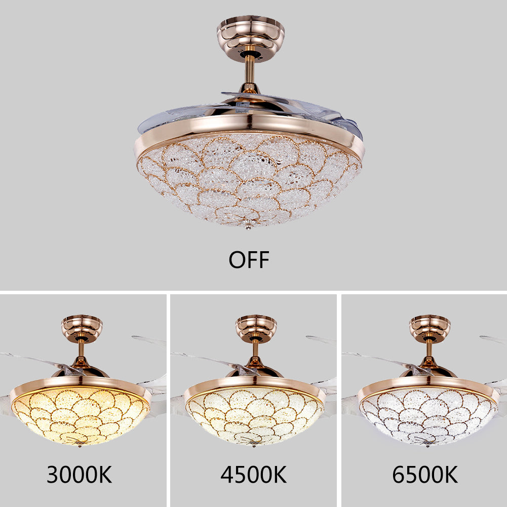 42" Gold Crystal Fashion Fan with Light