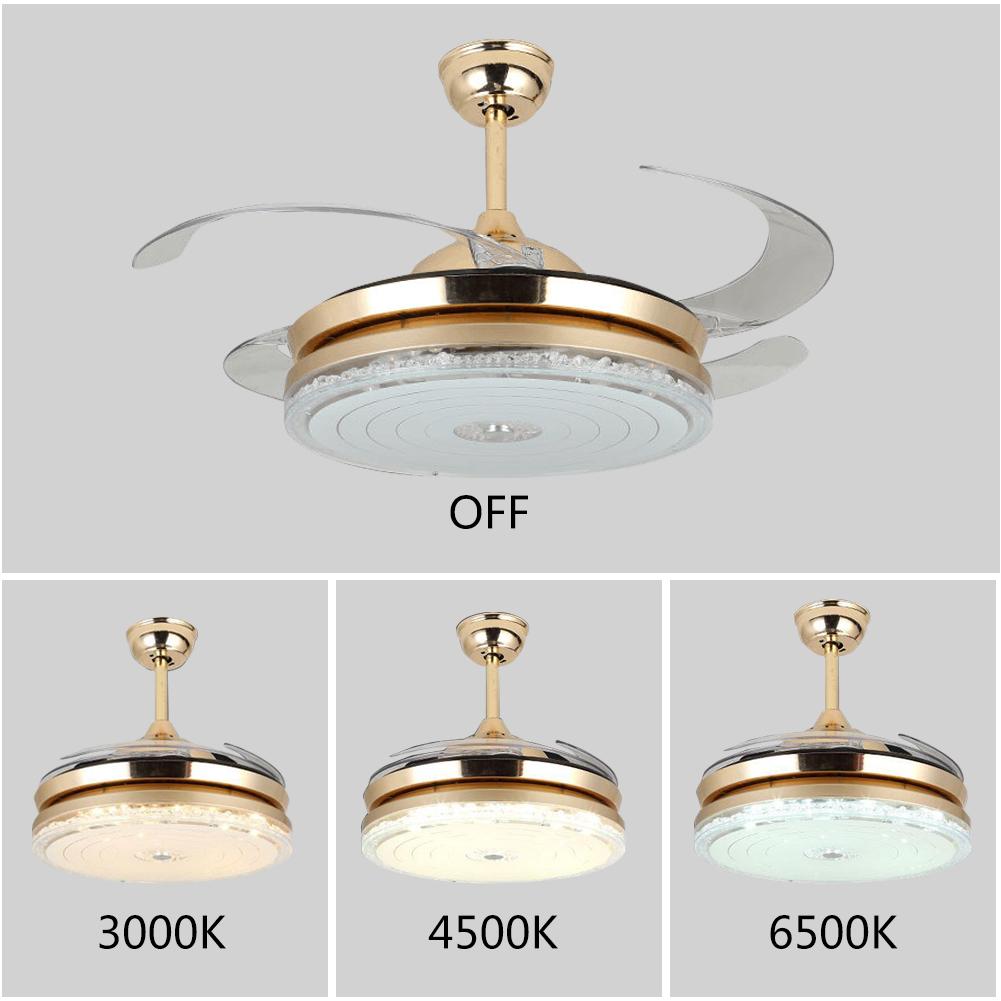 42" Gold Acrylic Ceiling Fan Chandelier 无库存