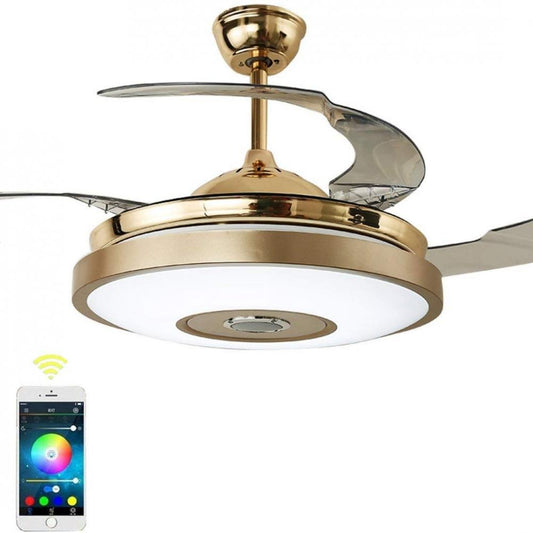 36" Bluetooth Speaker Seven Color Dimming Fan Chandelier DS-LN108