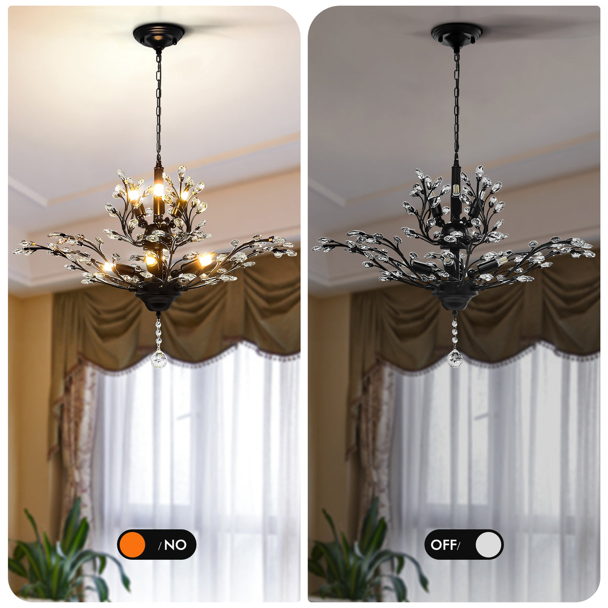 Black Vintage Branche Crystal Chandelier DS-SY38