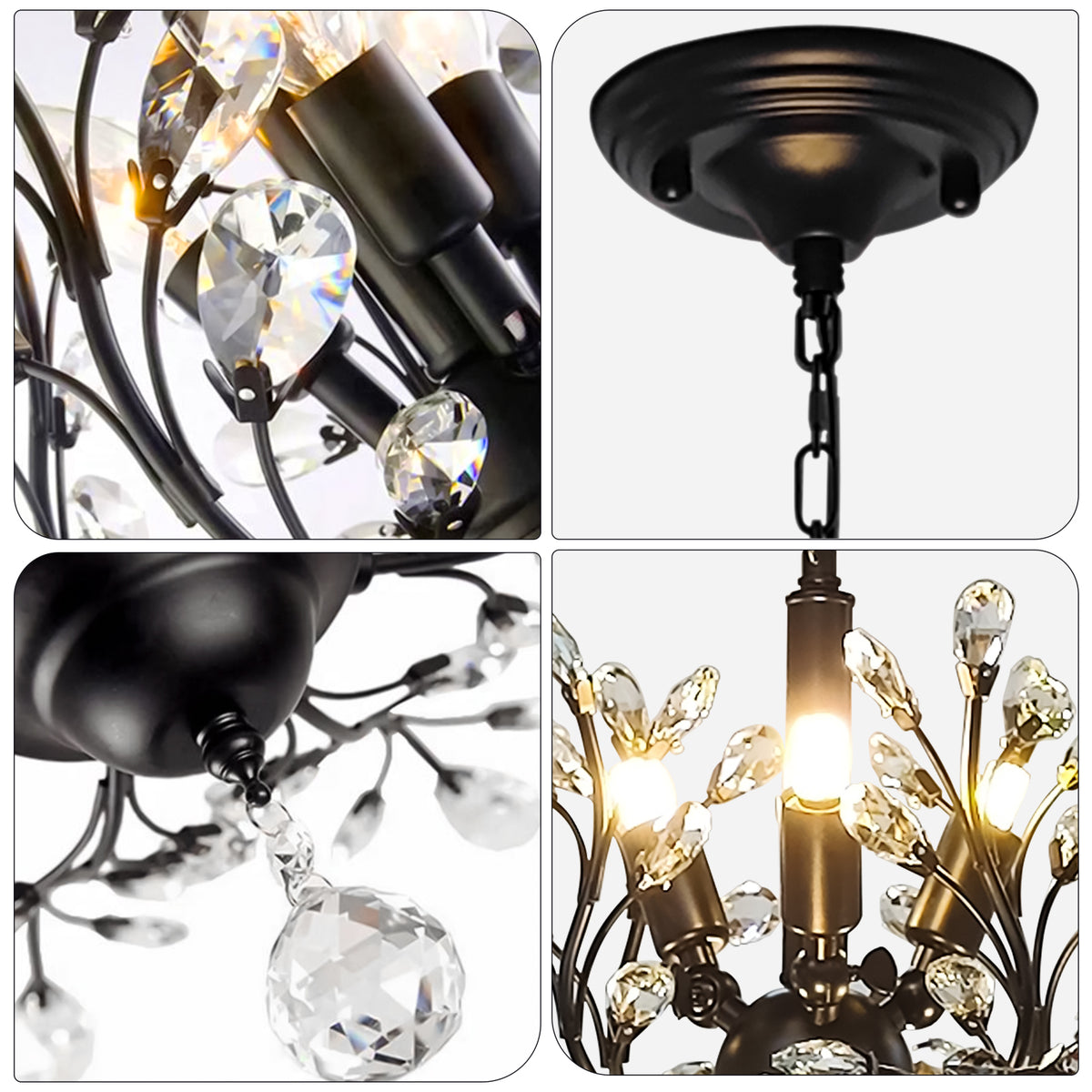 Black Vintage Branche Crystal Chandelier DS-SY38