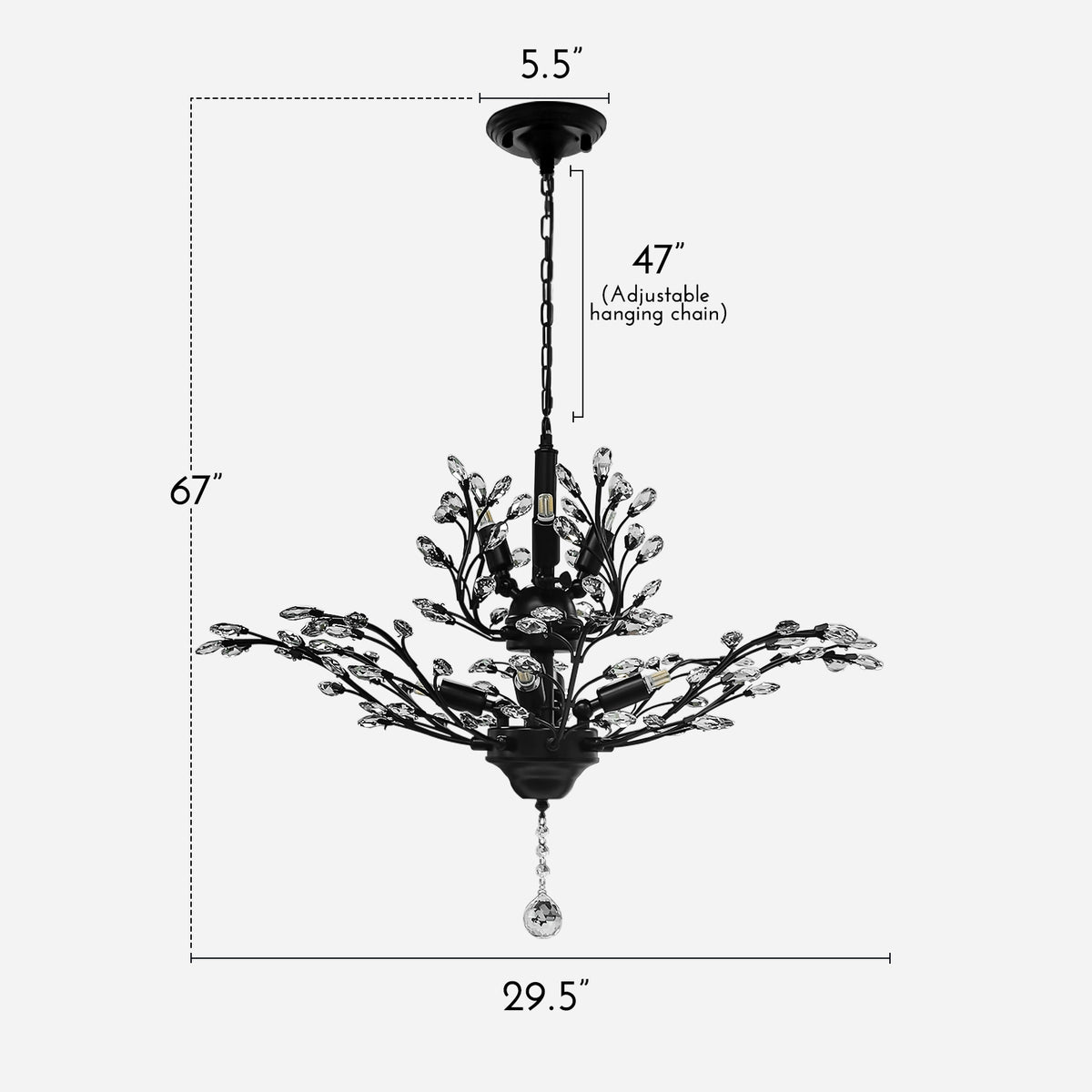 Black Vintage Branche Crystal Chandelier DS-SY38