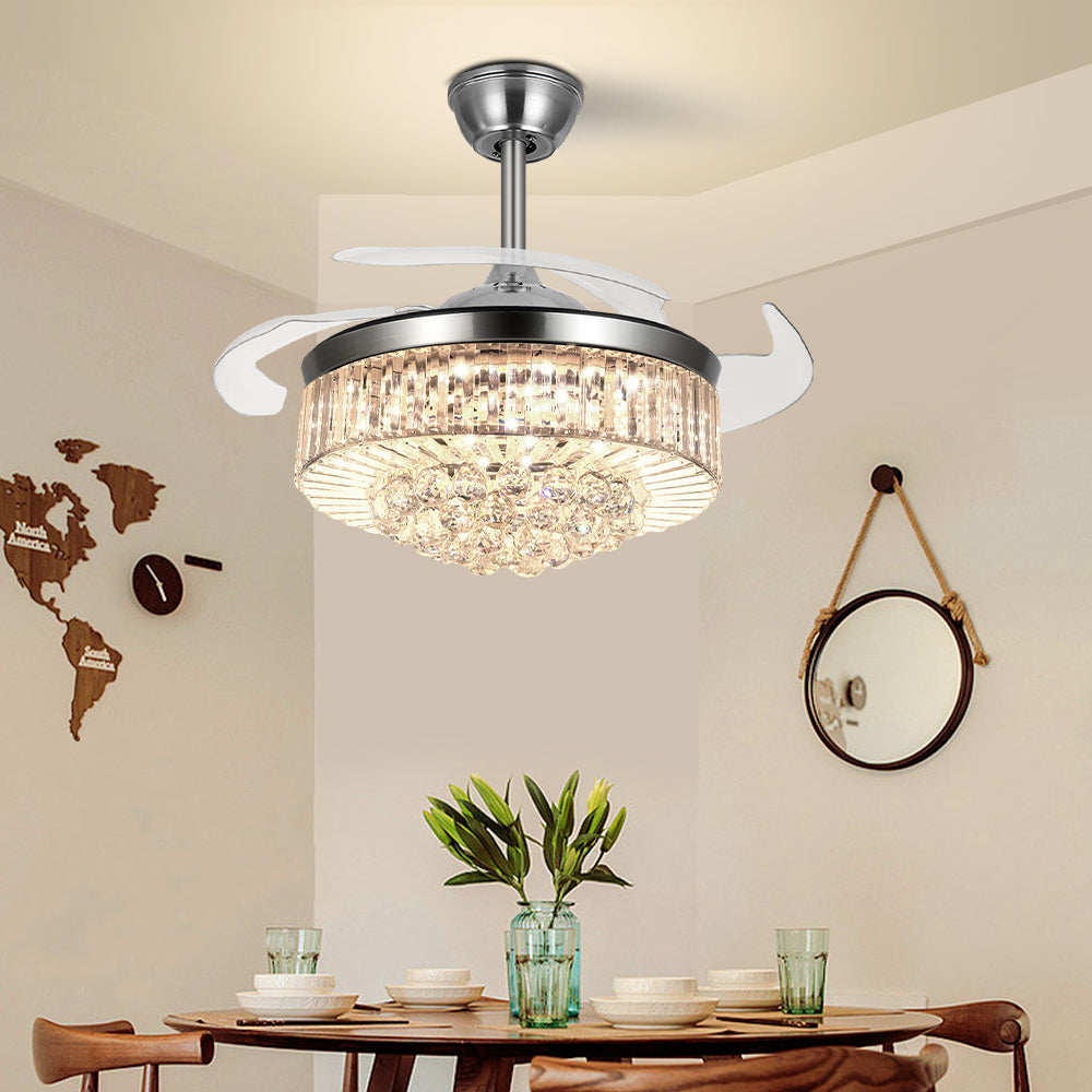 42" Silver Crystal Ceiling Fan with LED Lights (110v) DS-LB08