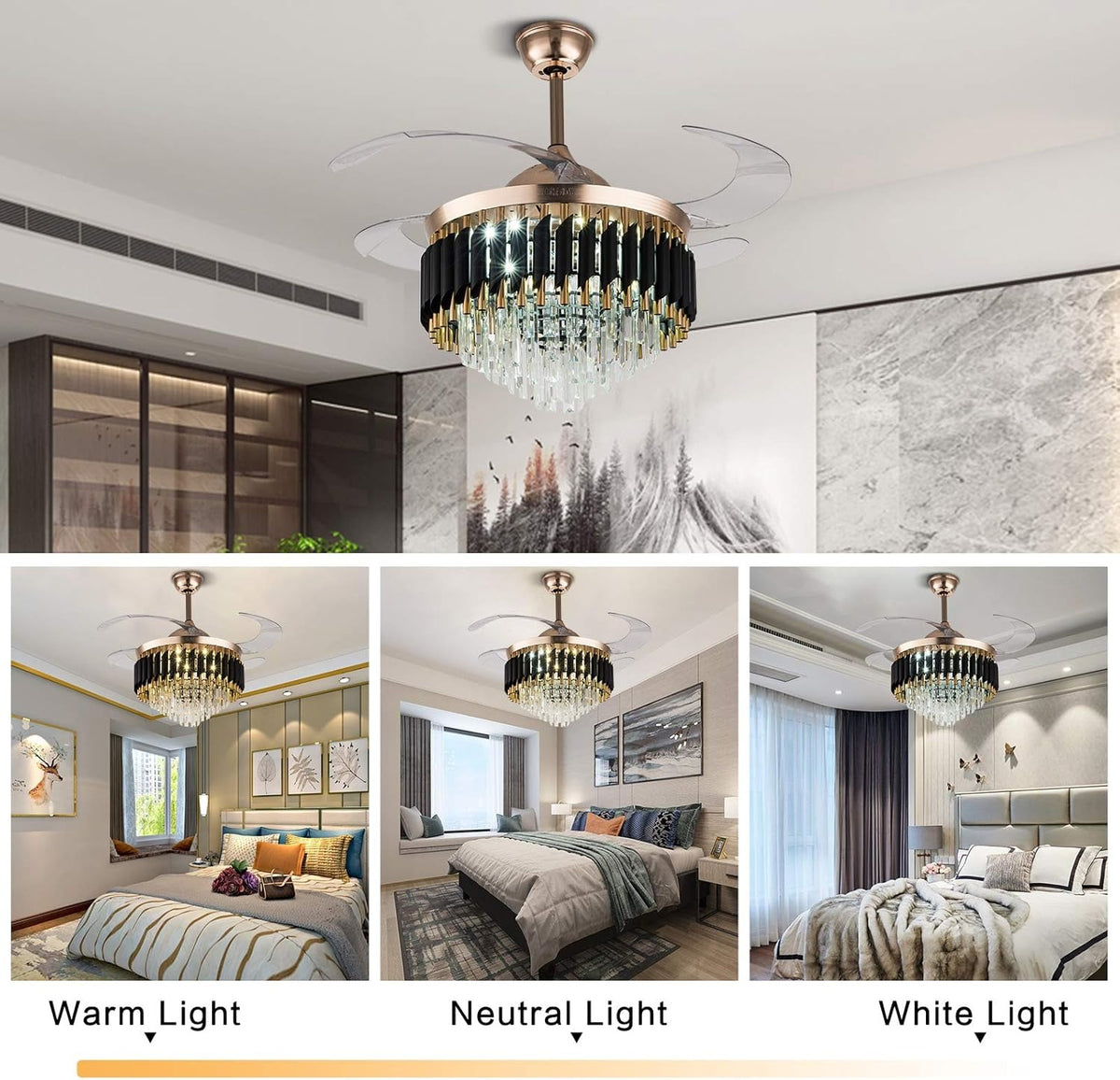 Crystal celling fan light