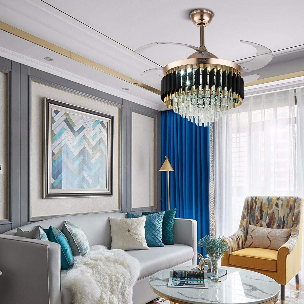 Crystal celling fan light