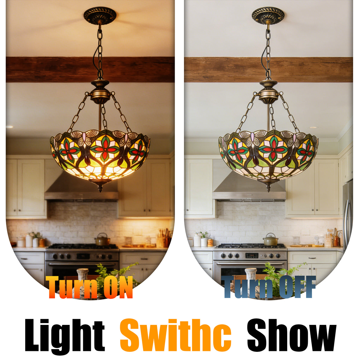 Dragonfly Floral Stained Glass Pendant Light - Antique Bronze Adjustable 3-Light E26 Lamp Bulb Not Included