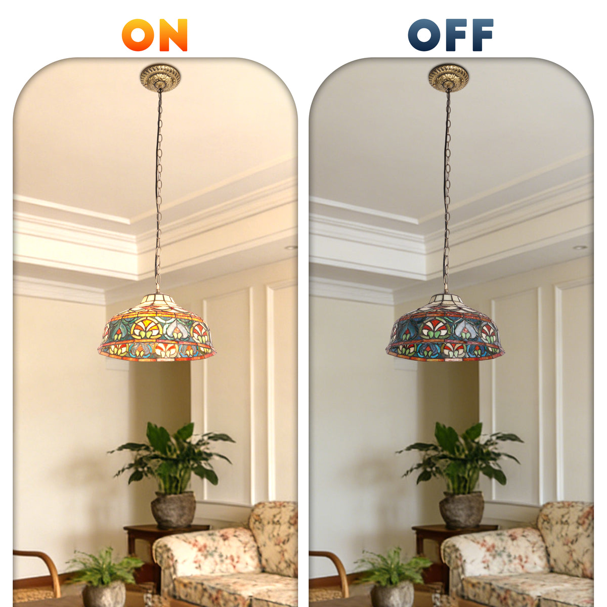 Colorful Geometric Stained Glass Pendant Light - Antique Bronze Adjustable 1-Light E26 Lamp Bulb Not Included