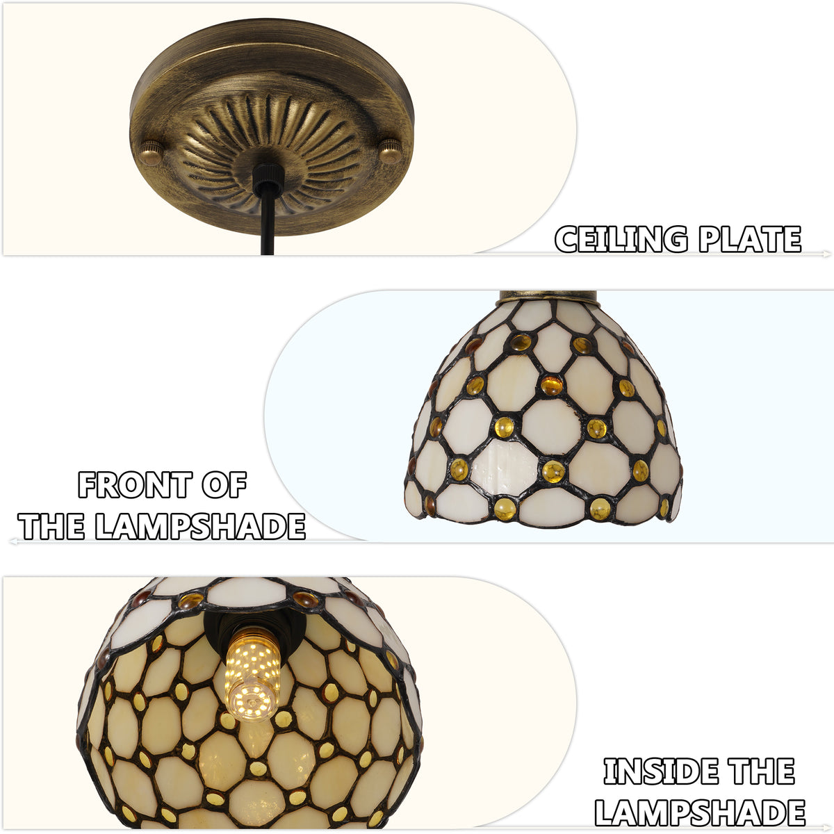 Vintage Stained Glass Honeycomb Pendant Light - Tiffany Style