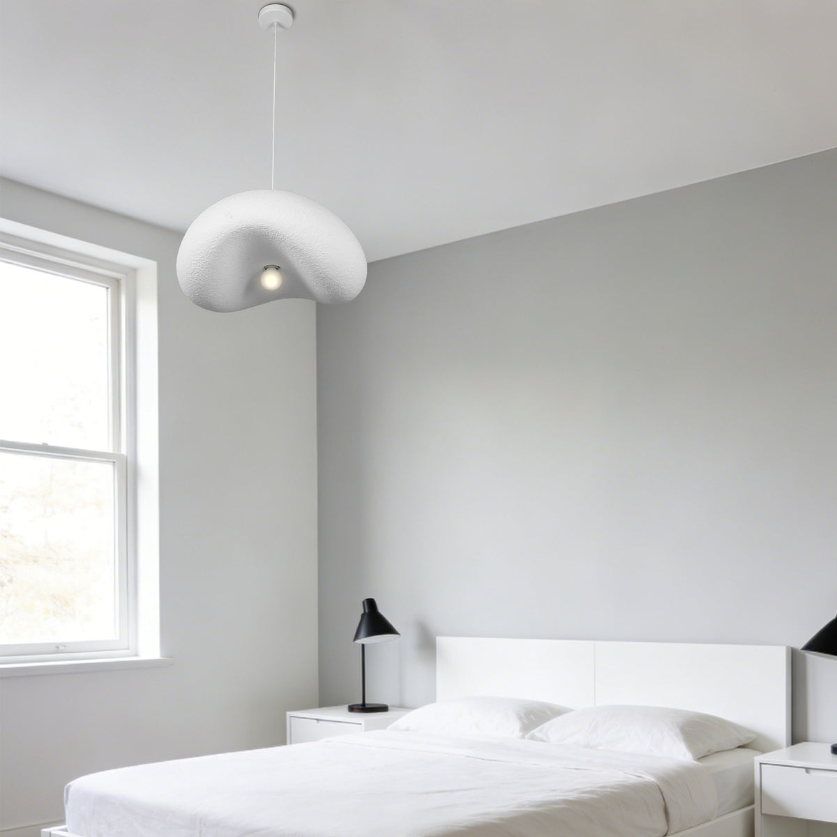 Modern White Cloud Stone Pendant Light - 3-Color Dimmable E26 Adjustable Height Ceiling Lamp