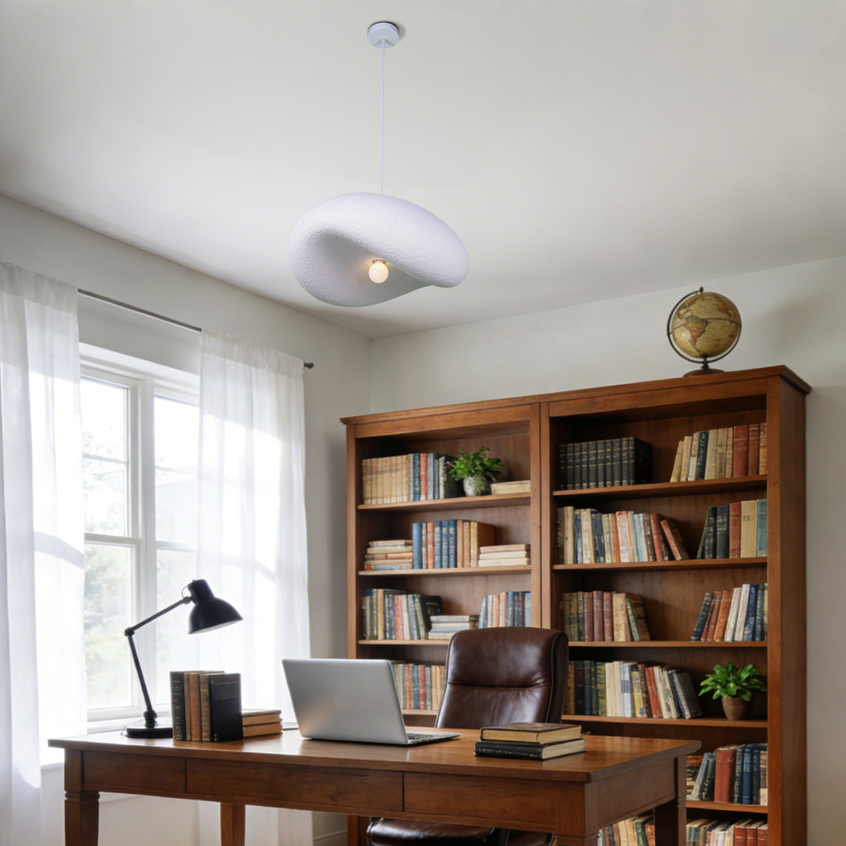 Modern White Cloud Stone Pendant Light - 3-Color Dimmable E26 Adjustable Height Ceiling Lamp
