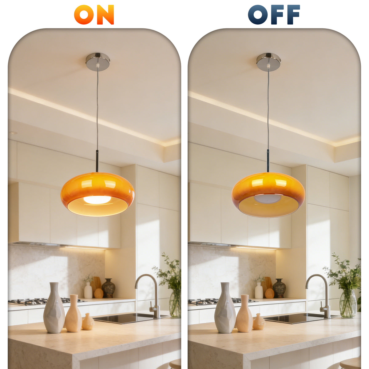 Medieval-modern style orange glass chandelier - round lampshade ceiling light