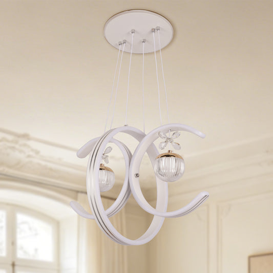Dimmable 3-Color White Modern LED Chandelier | Luxury Crystal Glass Pendant Light