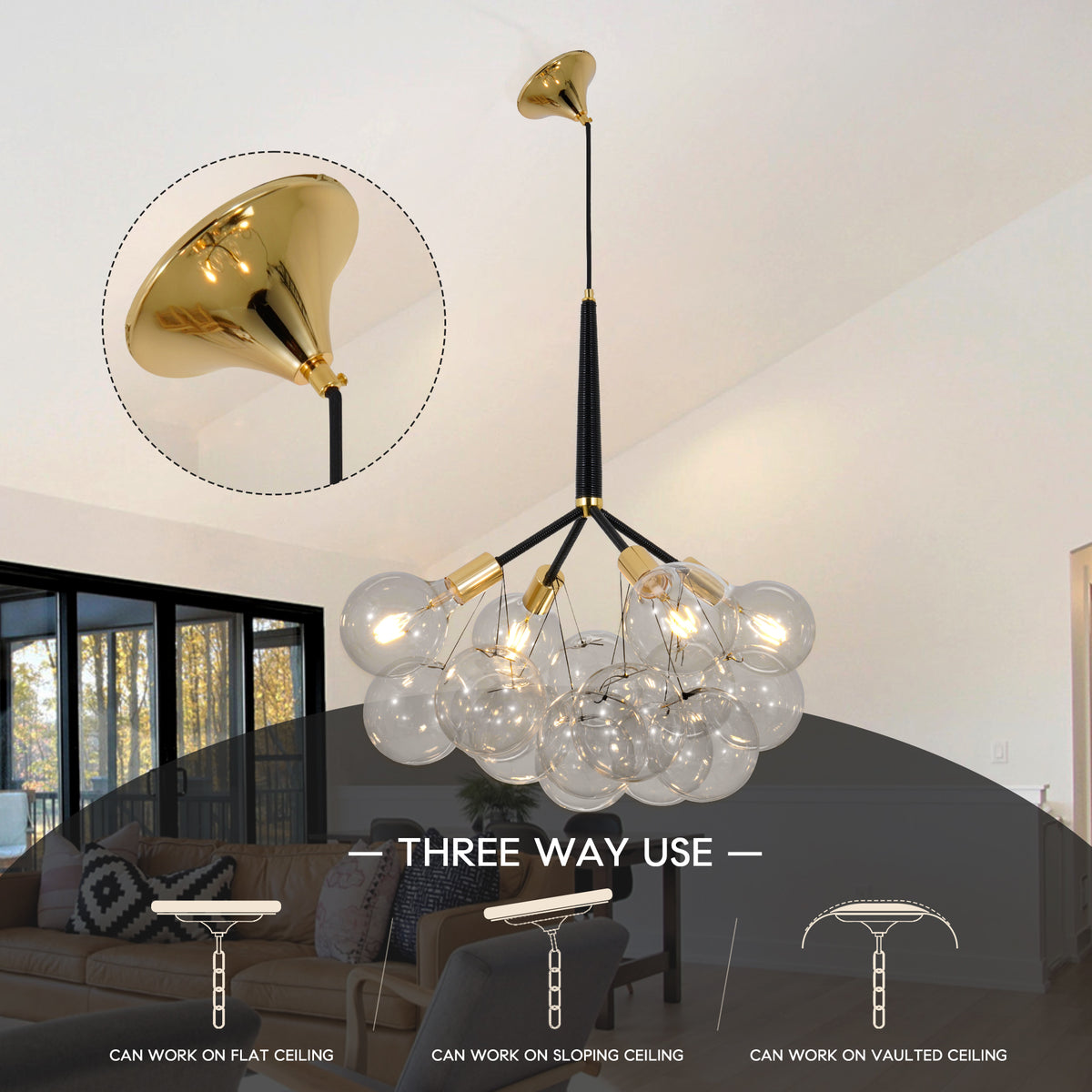 Visual Comfort Glass Bubble Chandelier DS-DY54