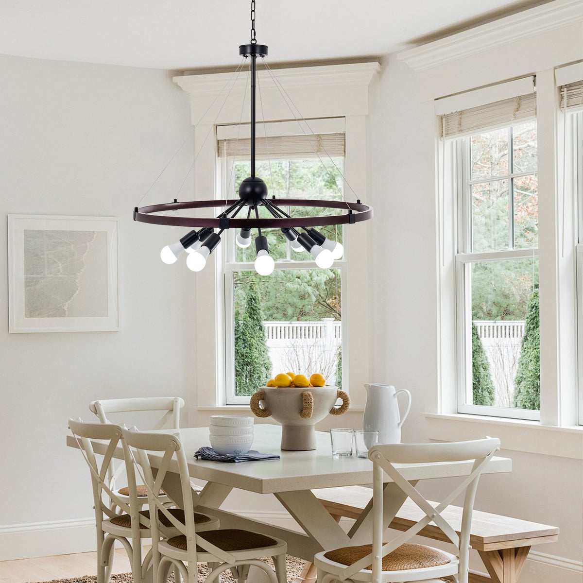 Rust Colored Wrought Iron Chandelier DS-DY56