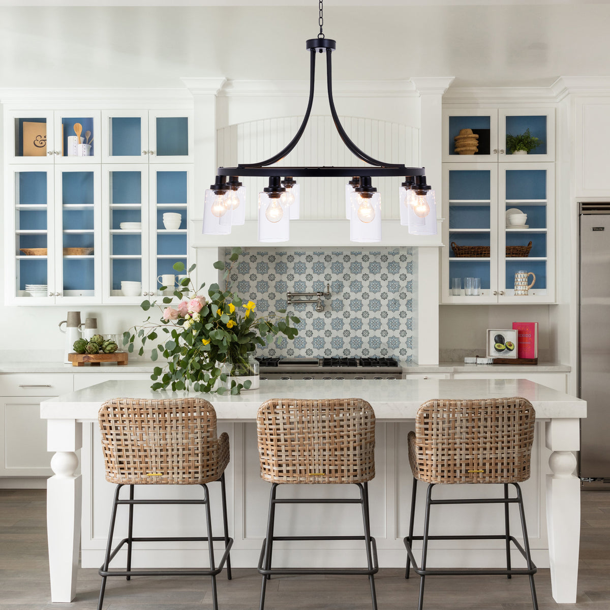 6-Head Black Iron Chandelier DS-DY61