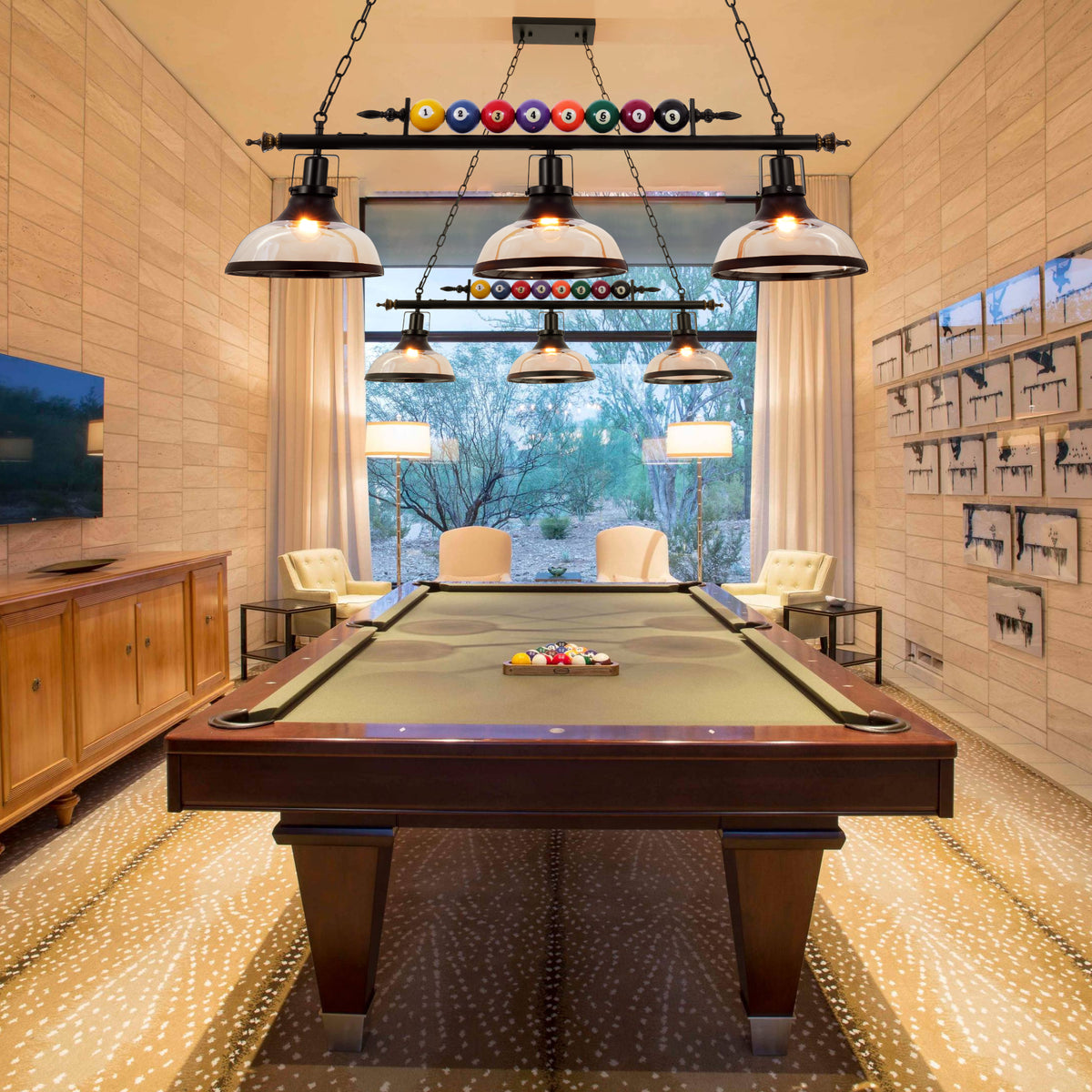 3 - Light Matte Black Pool Table Lights Pendant DS-DY68