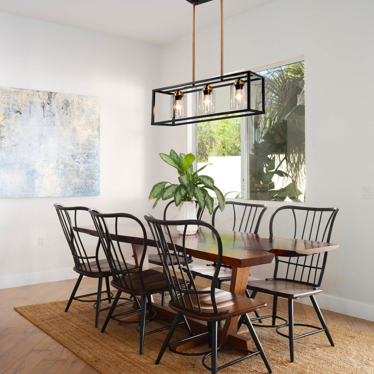 4 - Light Dimmable Rectangle Chandelier DS-DY79