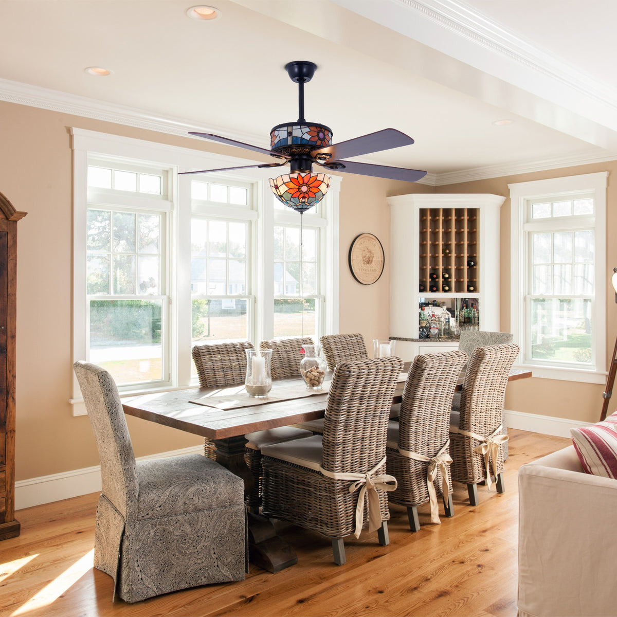 52" Wooden Ceiling Fan Light Fixture Remote Control Hanging Lamp 110V-220V DS-FH87