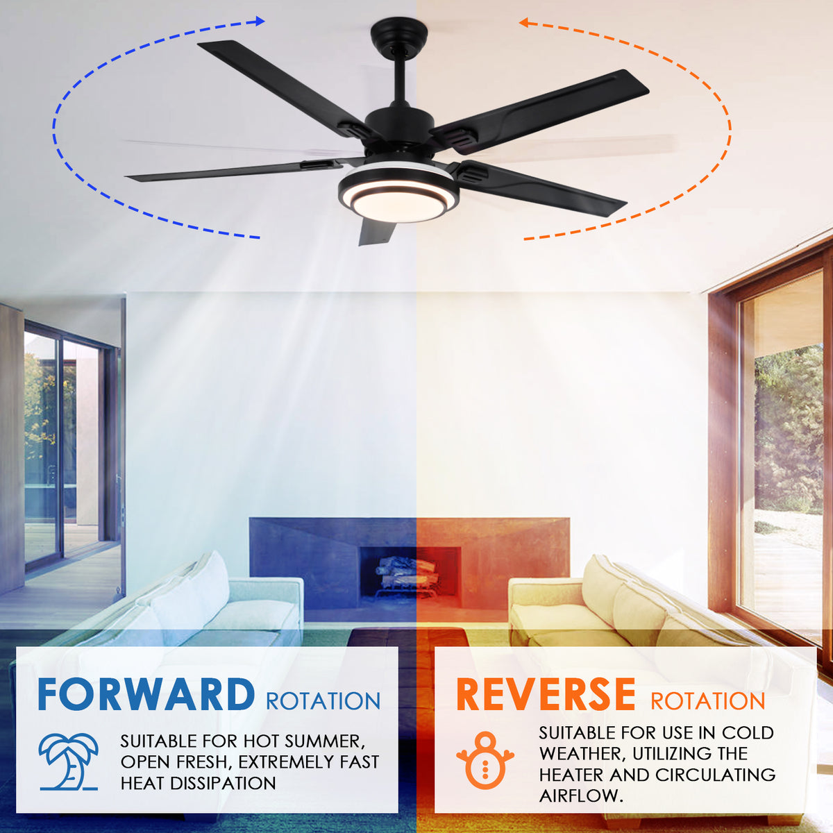 52" 5-Blades Chandelier Industrial Ceiling Fan DS-LN194