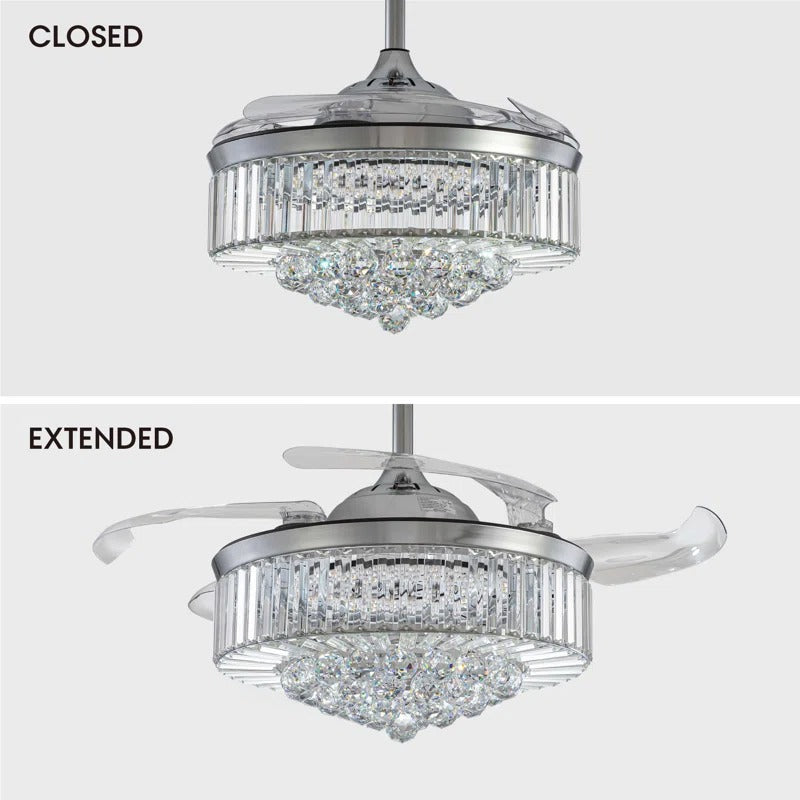 48" Presnell Dimmable Crystal Ceiling Fan with LED Lights and Remote Control