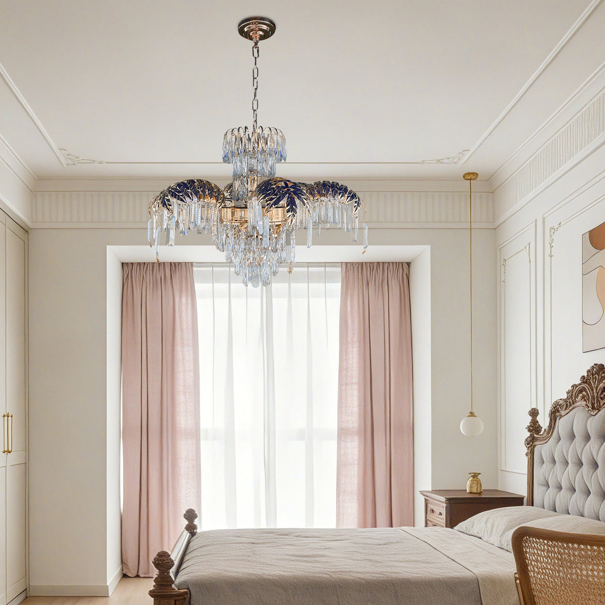 Luxury Gold Leaf Crystal Chandelier - 3-Color Dimmable 11-Light Crystal Pendant Light