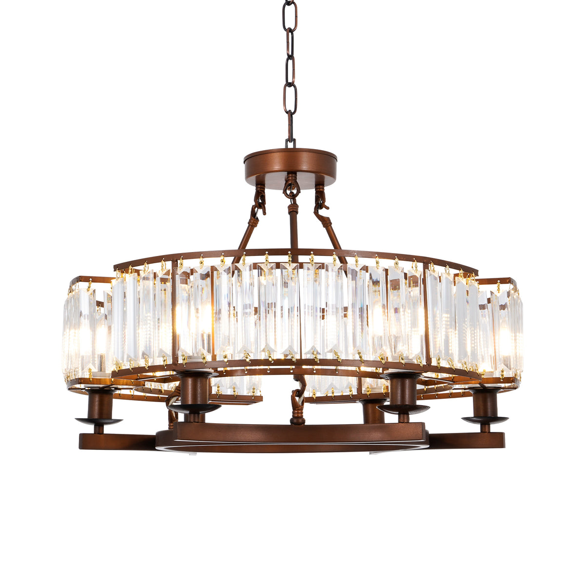 Vintage Brown Adjustable Flush Mount Crystal Chandelier DS-SL06