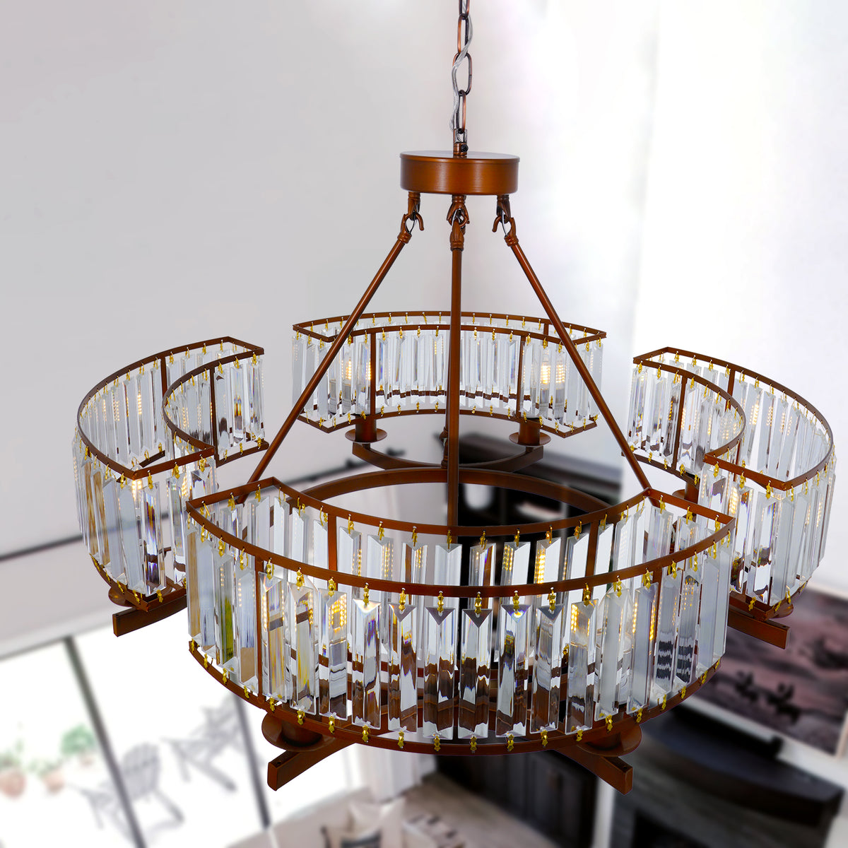 Vintage Brown Adjustable Crystal Chandelier DS-SL07