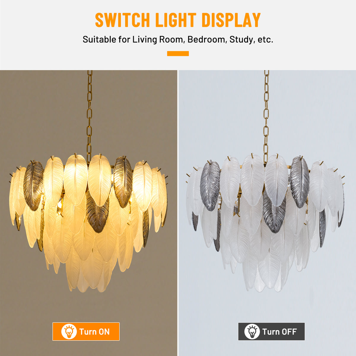 Gold Feather Elegant Crystal Chandelier DS-SQ27