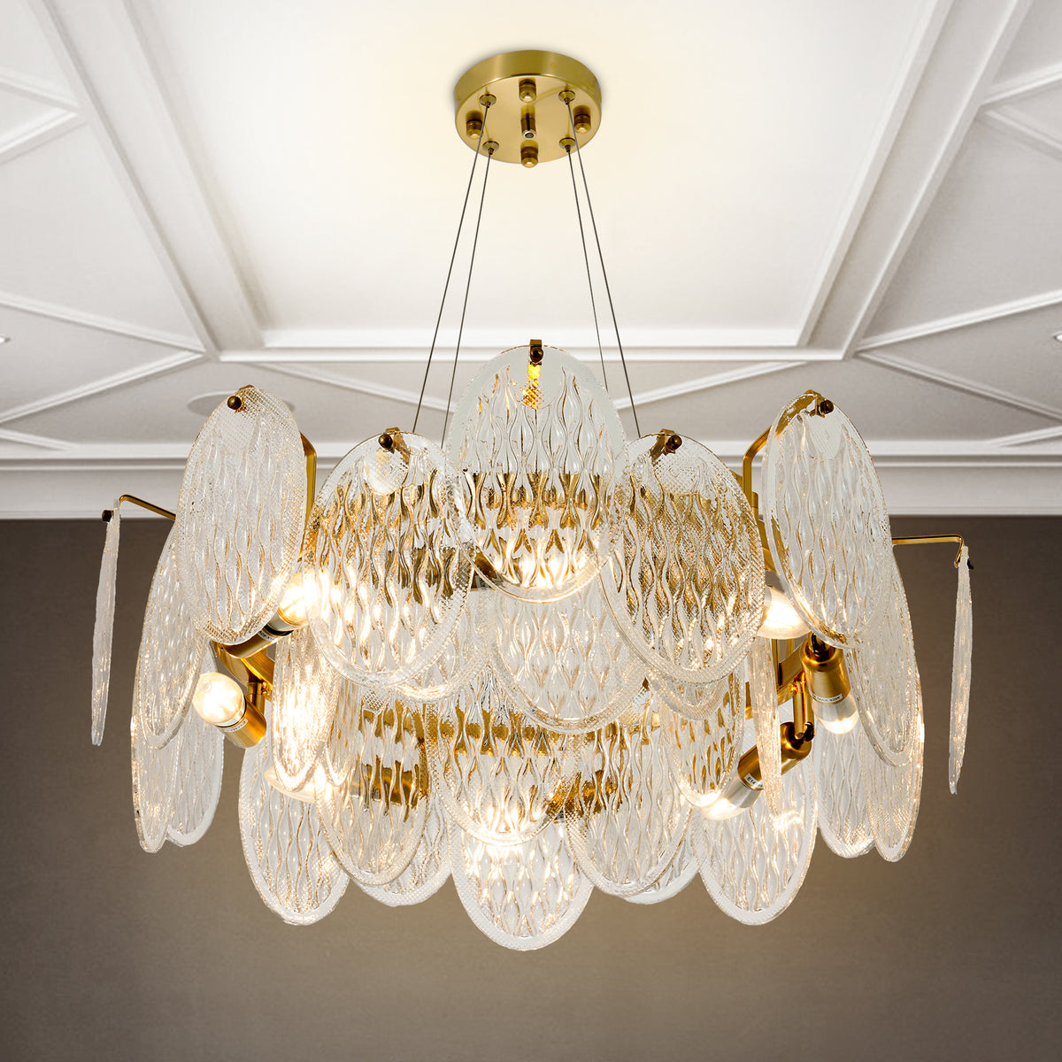 French Luxury Modern Gold Glass Chandelier DS-SQ29