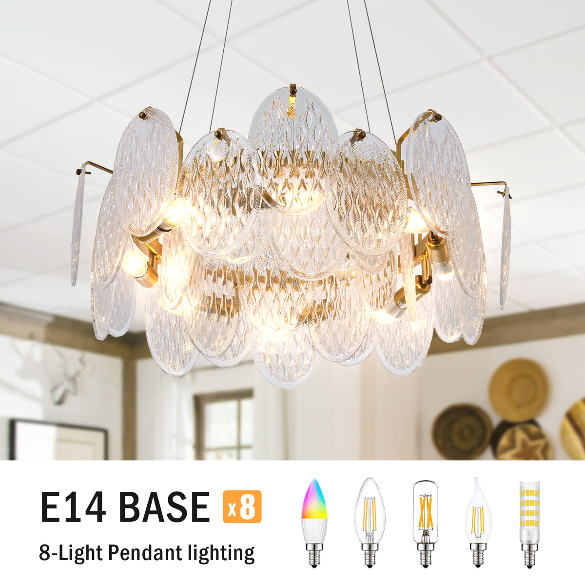 French Luxury Modern Gold Glass Chandelier DS-SQ29