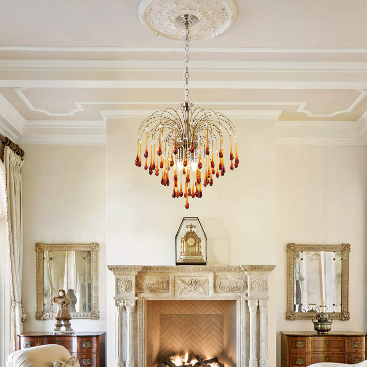 French Retro Water Drop Glass Chandelier DS-SQ33