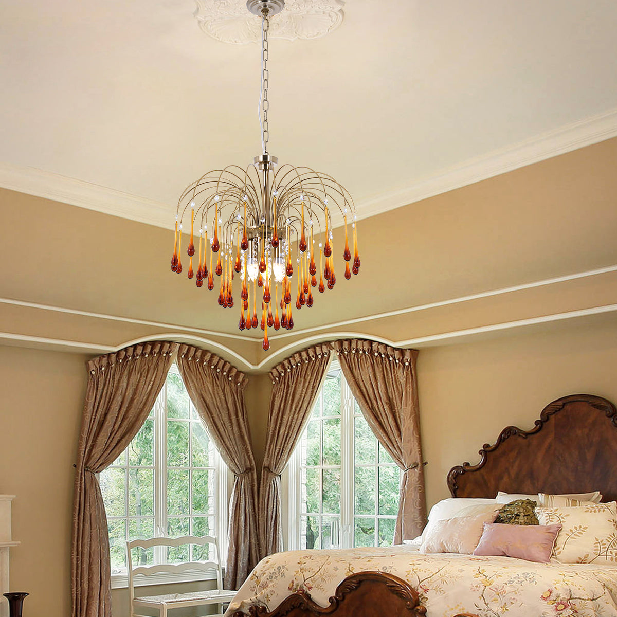 French Retro Water Drop Glass Chandelier DS-SQ33