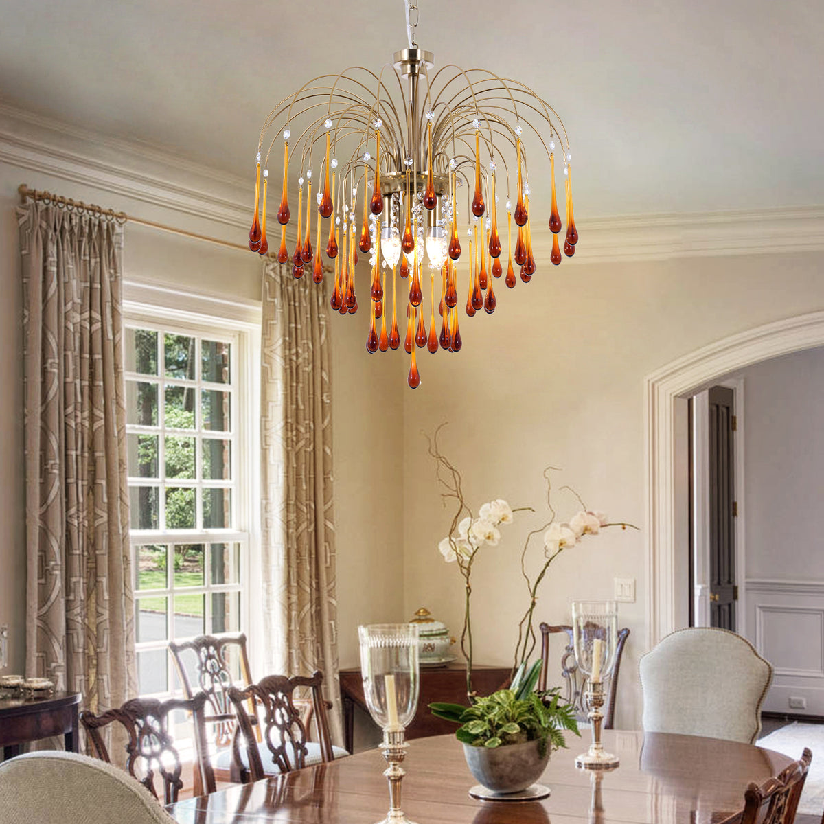 French Retro Water Drop Glass Chandelier DS-SQ33