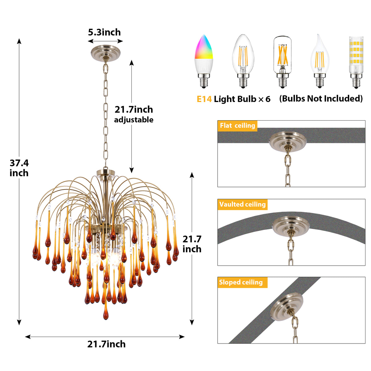 French Retro Water Drop Glass Chandelier DS-SQ33