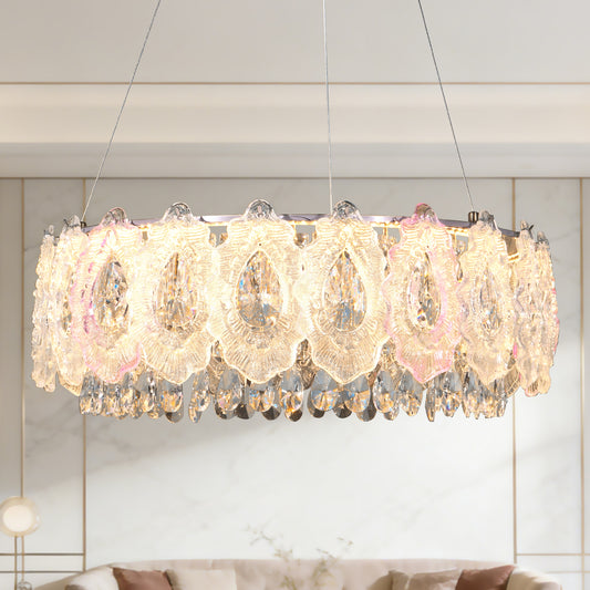Modern Gold Crystal Chandelier | 23.6" 3-Color Dimmable LED Round Pendant Light