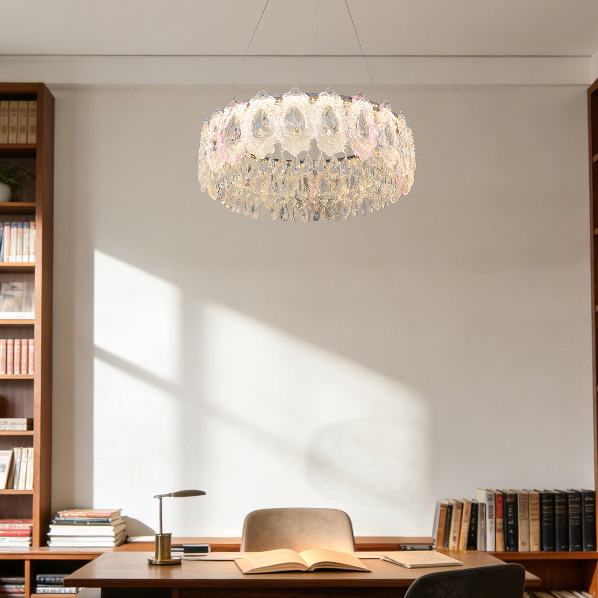 Modern Gold Crystal Chandelier | 23.6" 3-Color Dimmable LED Round Pendant Light