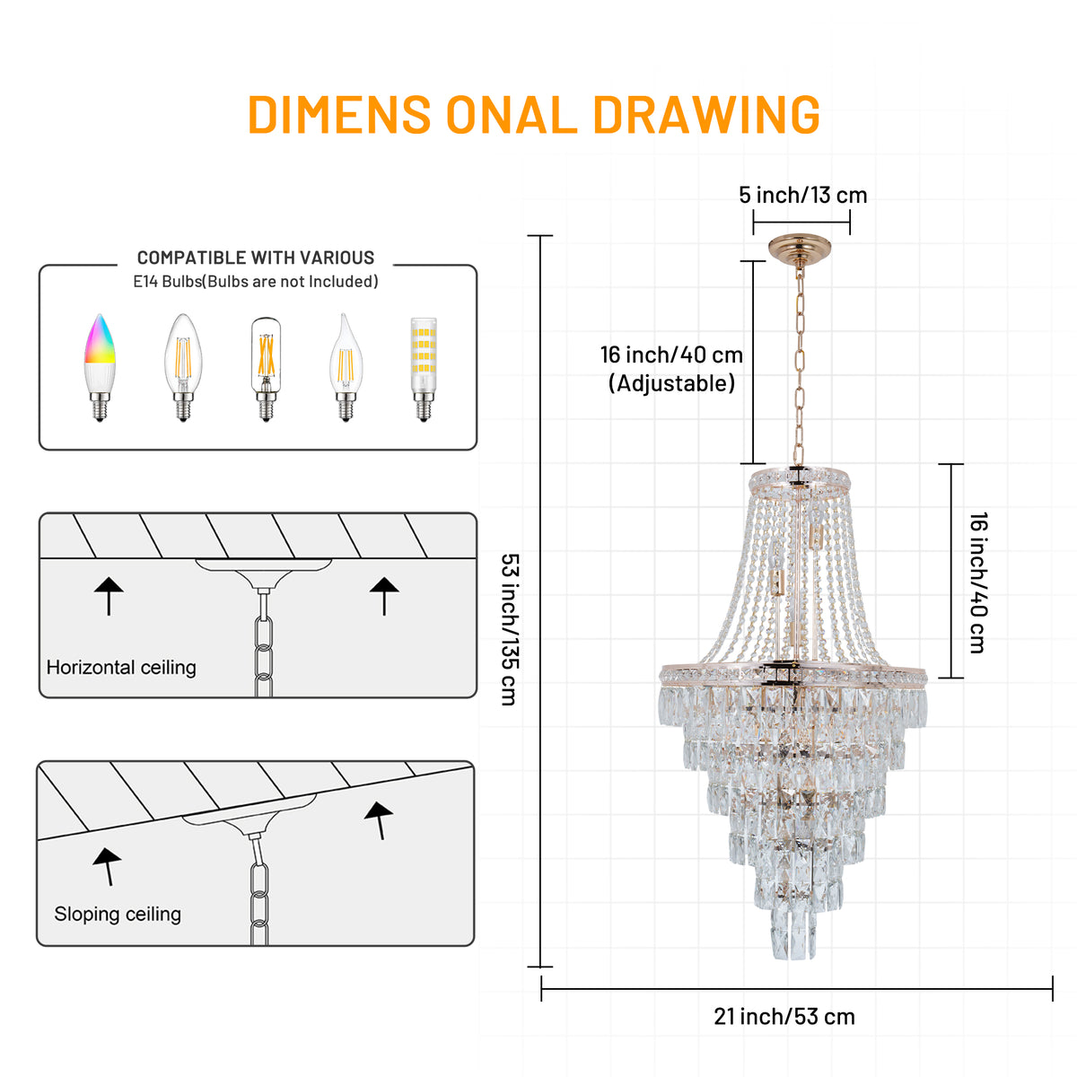 French Empire Gold Crystal Chandelier DS-SW07