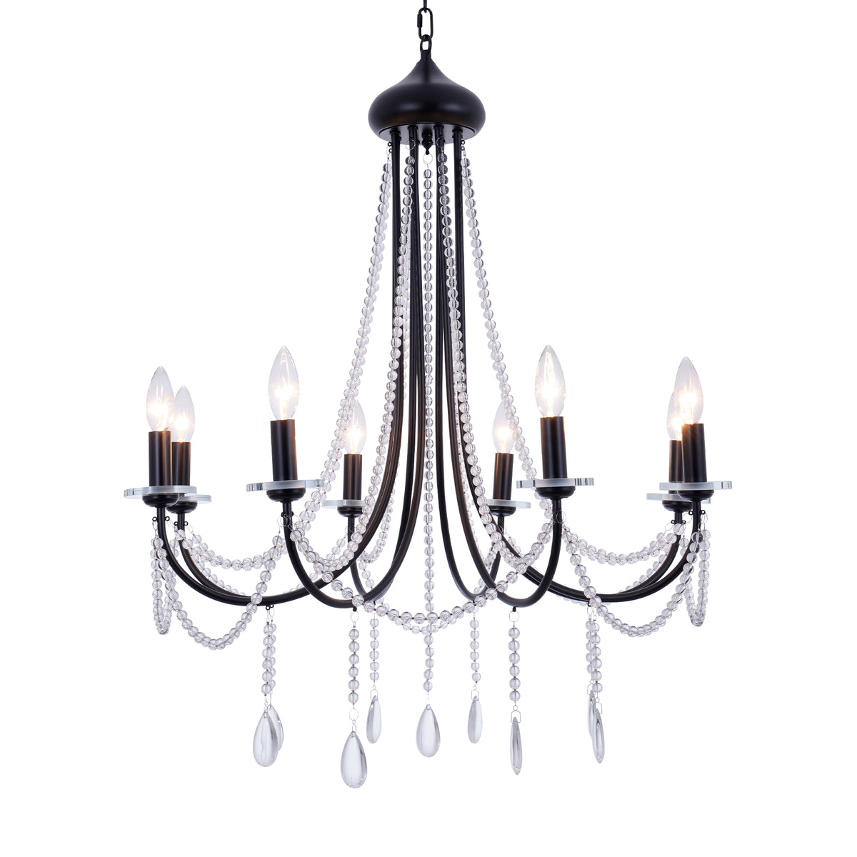 Chrome Crystal Chandeliers for Dining Room Light Fixtures Over Table, 6 Lights Modern Candle Chandelier for Living Room Kitchen Island Entryway DS-SY60