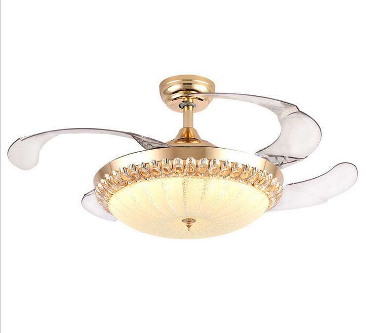 42" Gold Crystal Invisible Fan with Light