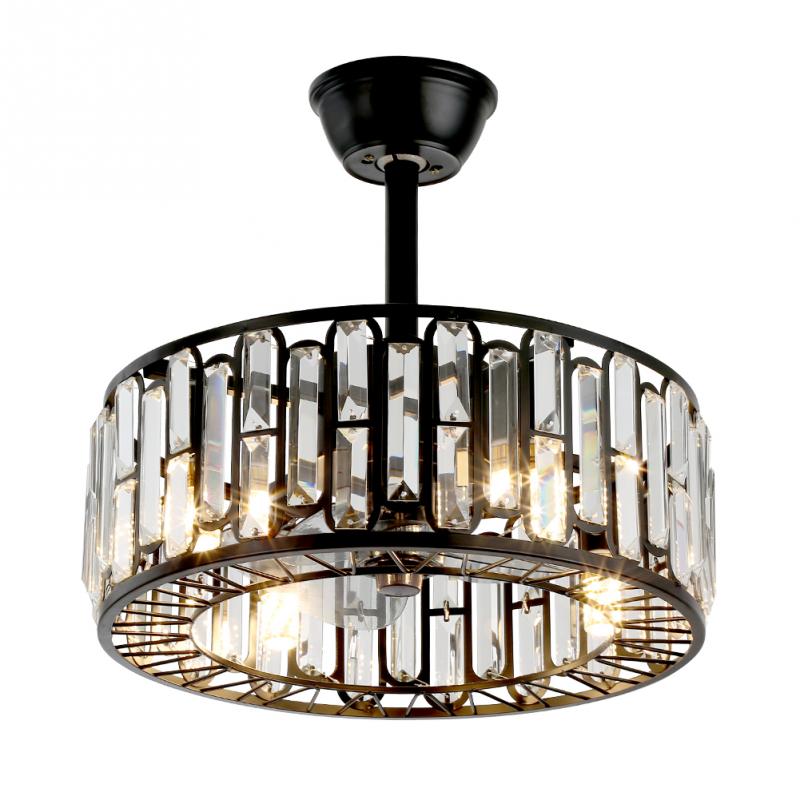 Round Black Dining Room Ceiling Fan with Light