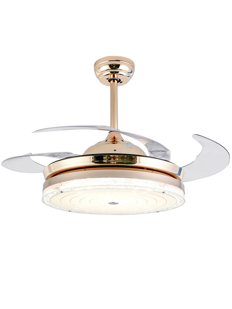 42" Gold Acrylic Ceiling Fan Chandelier 无库存