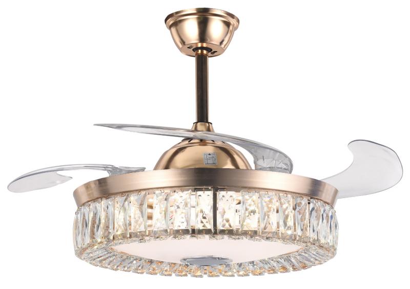 42" Gold Ceiling Colorful Bluetooth Invisible Fan with Light