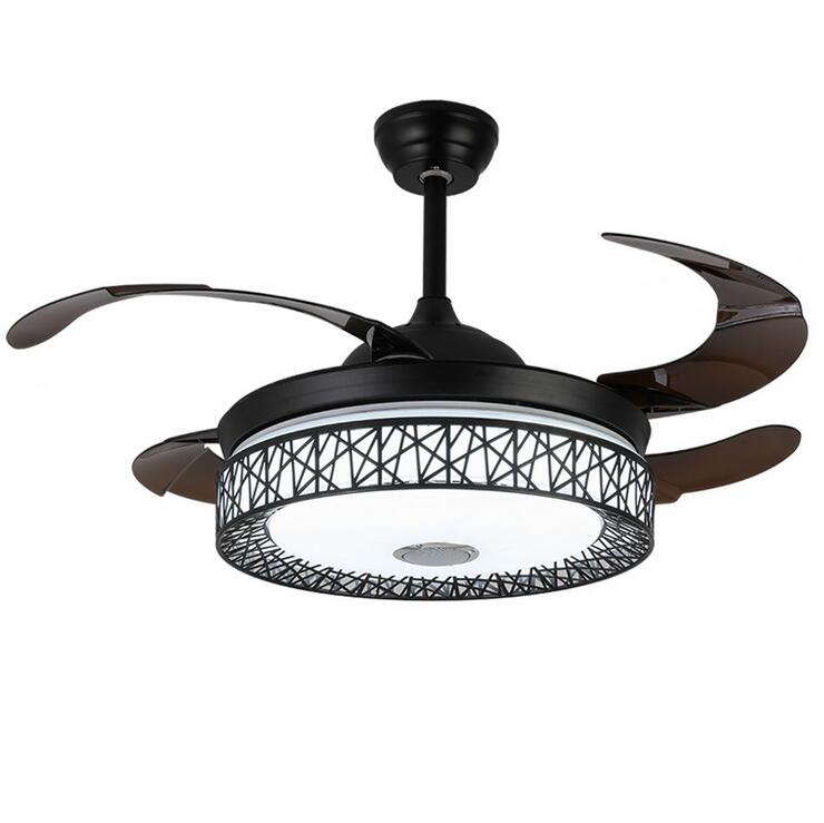 42" Black Bird's Nest Colorful Dimming Bluetooth Fan with Light DS-FZ161