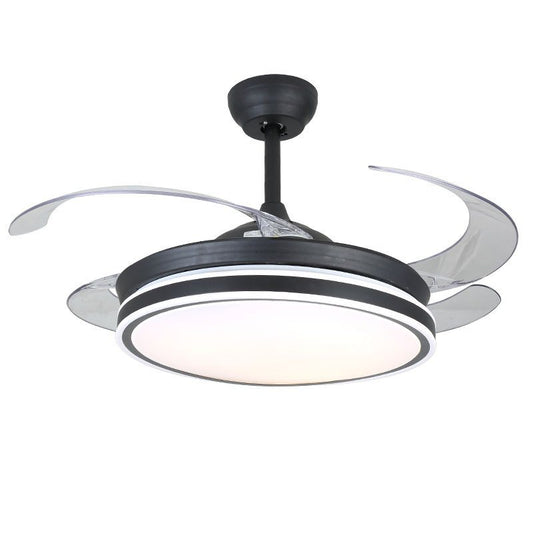42" Black Acrylic Retractable Ceiling Fan with 3-Color Light DS-FZ35