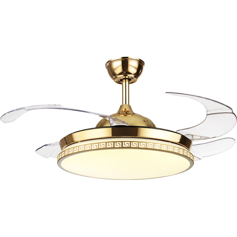 42" Gold Acrylic Invisible Ceiling Fan Chandelier