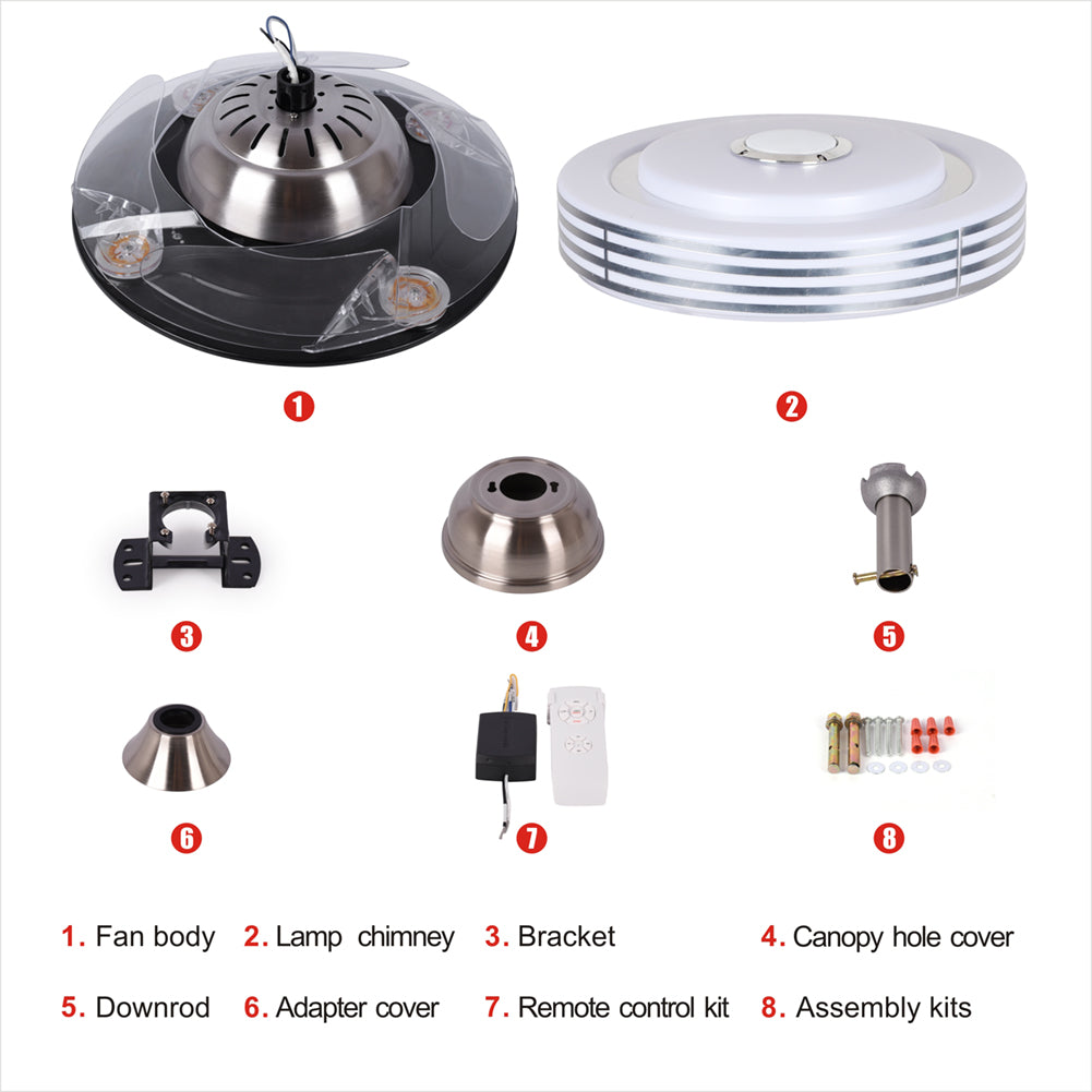 42" Silver Modern Invisible Color Bluetooth Fan with Light