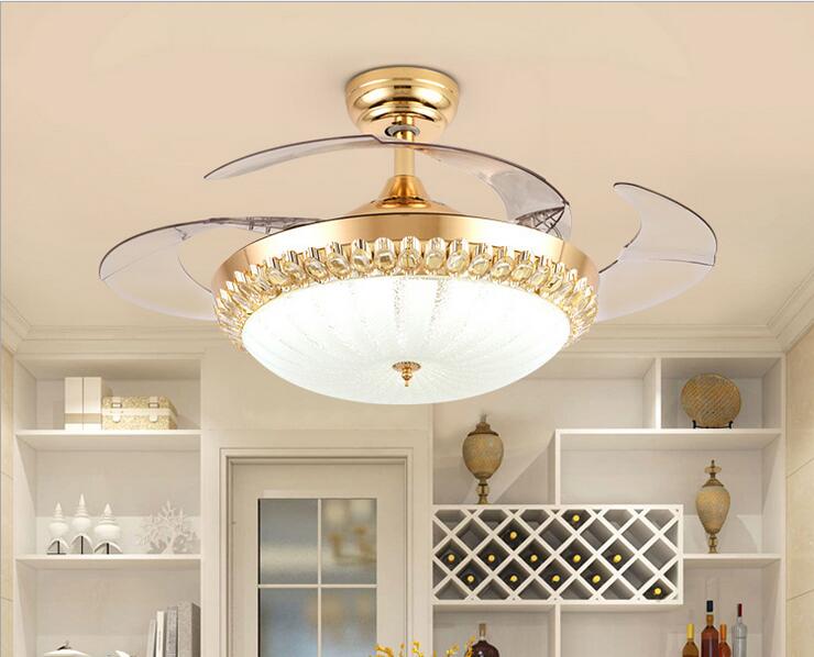 42" Gold Crystal Invisible Fan with Light