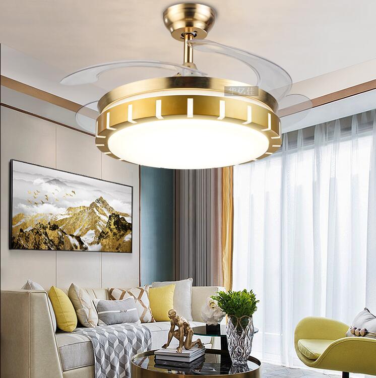 42" Gold Luxury Acrylic Fan with Light 无库存